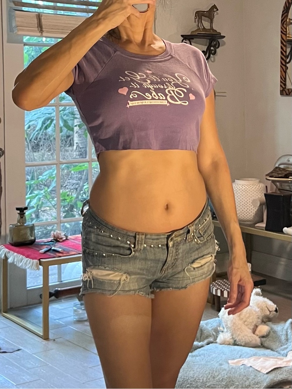 Purple Cropped Graphic Tee -XS by Pacsun